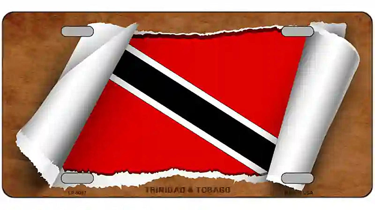 Trinidad & Tobago Flag Scroll Metal Novelty License Plate