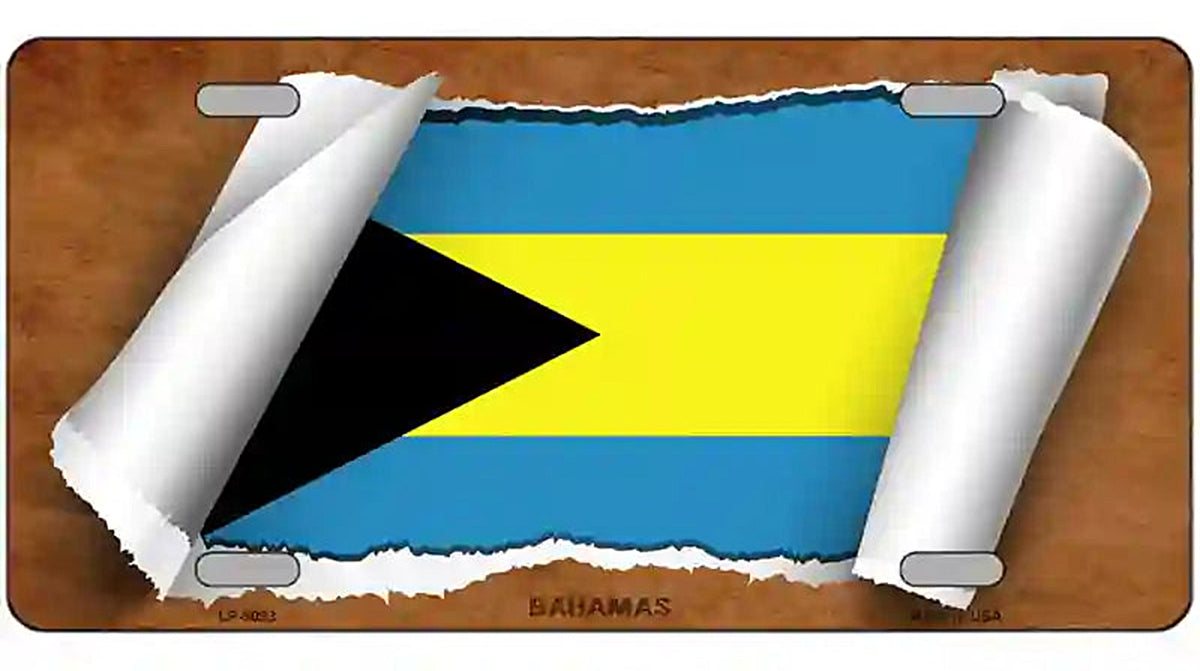 Bahamas Flag Scroll Metal Novelty License Plate