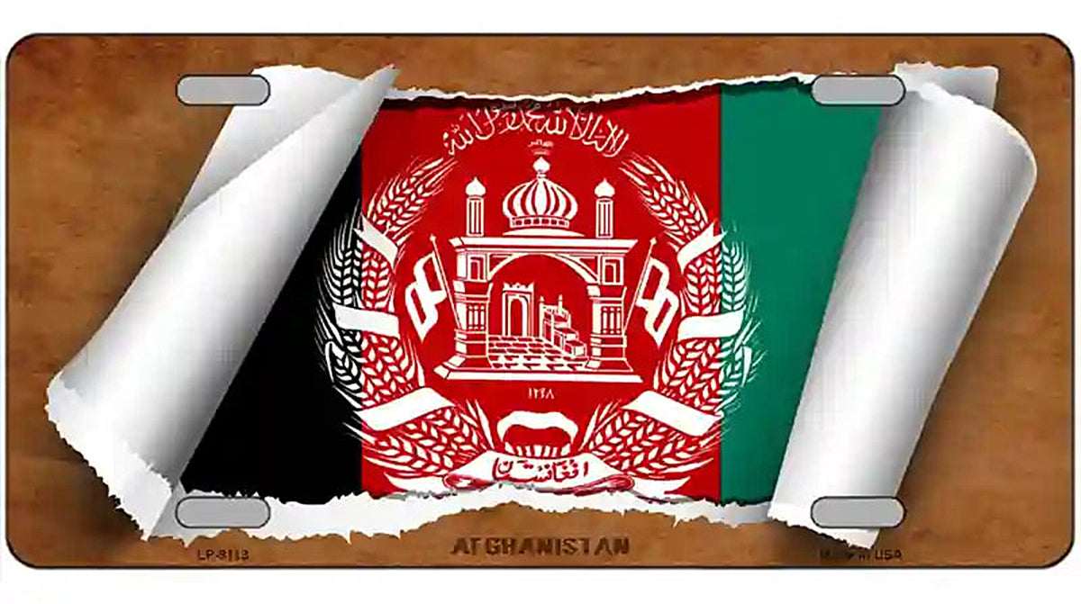 Afghanistan Flag Scroll Metal Novelty License Plate