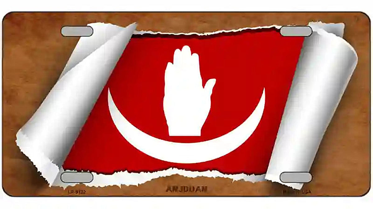 Anjouan Flag Scroll Metal Novelty License Plate