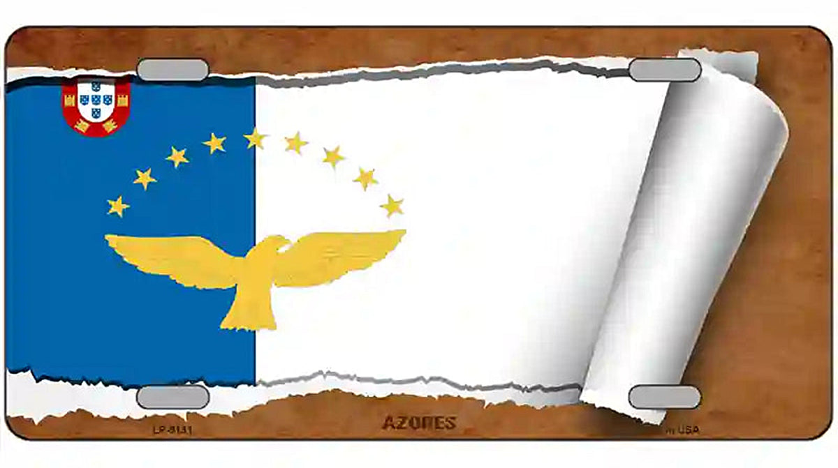 Azores Flag Scroll Metal Novelty License Plate
