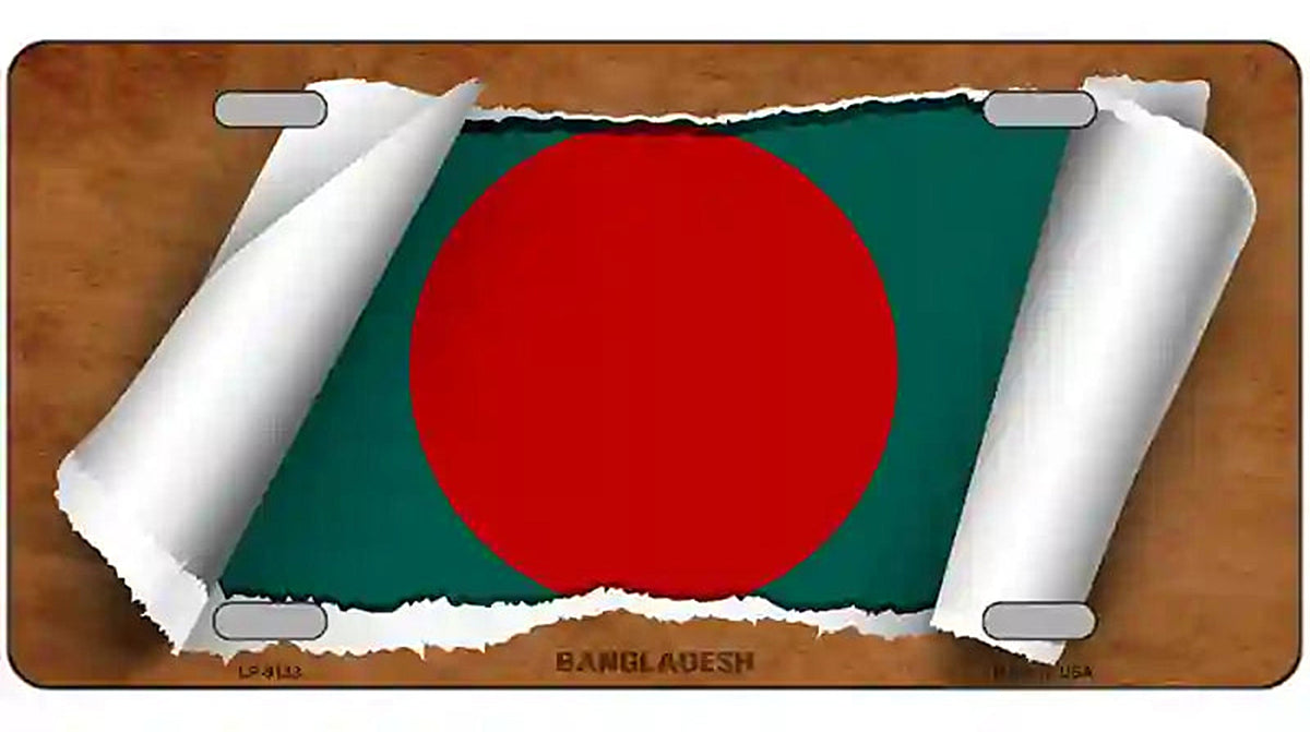 Bangladesh Flag Scroll Metal Novelty License Plate