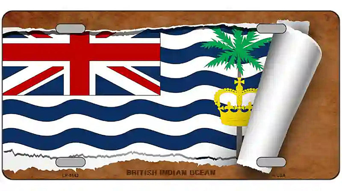 British Indian Ocean Flag Scroll Metal Novelty License Plate