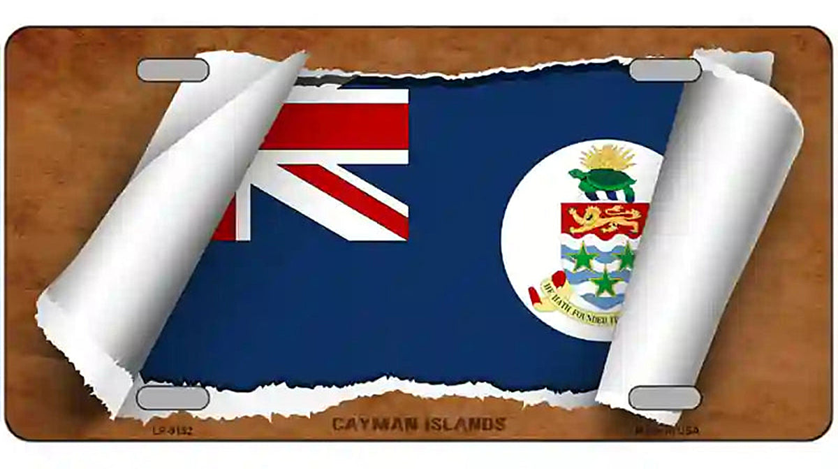 Cayman Islands Flag Scroll Metal Novelty License Plate