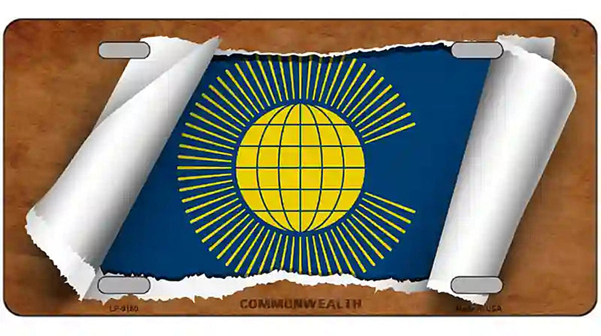 Commonwealth Flag Scroll Metal Novelty License Plate