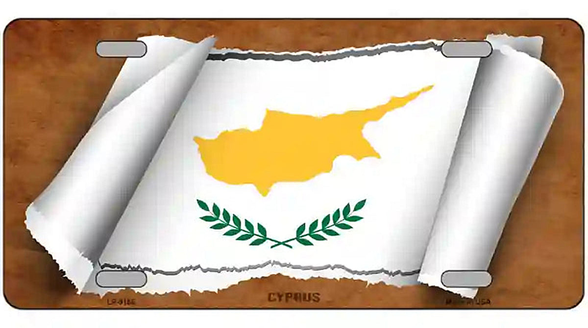 Cyprus Flag Scroll Metal Novelty License Plate