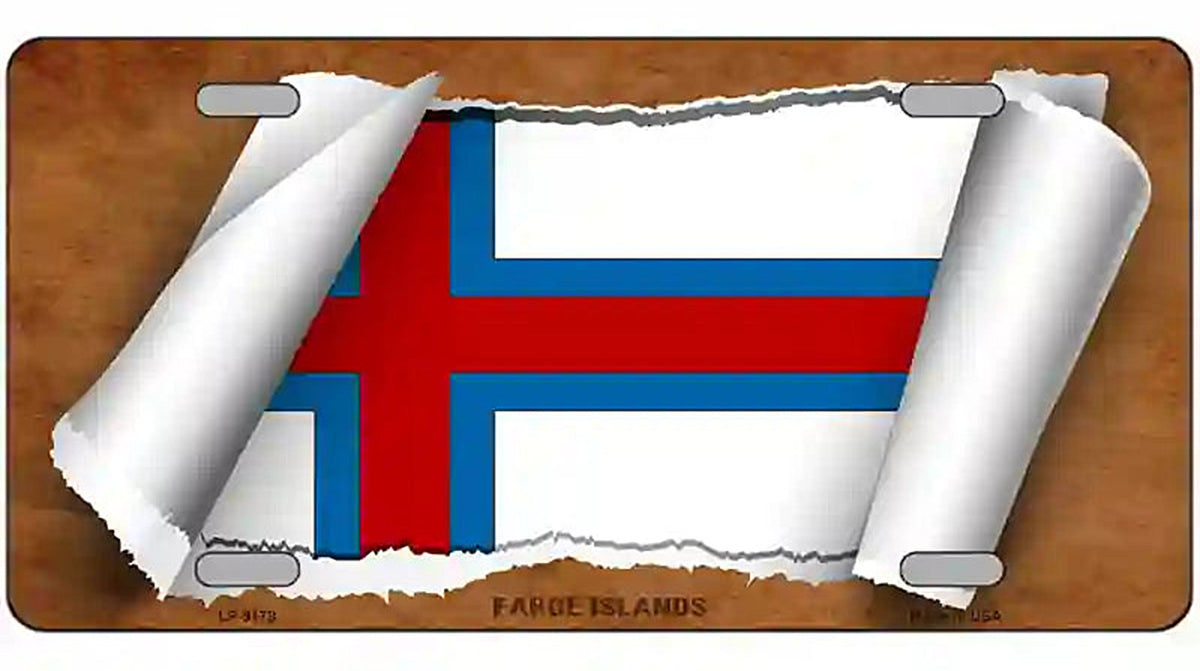 Faroe Islands Flag Scroll Metal Novelty License Plate