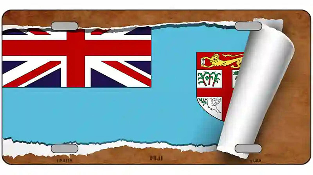 Fiji Flag Scroll Metal Novelty License Plate