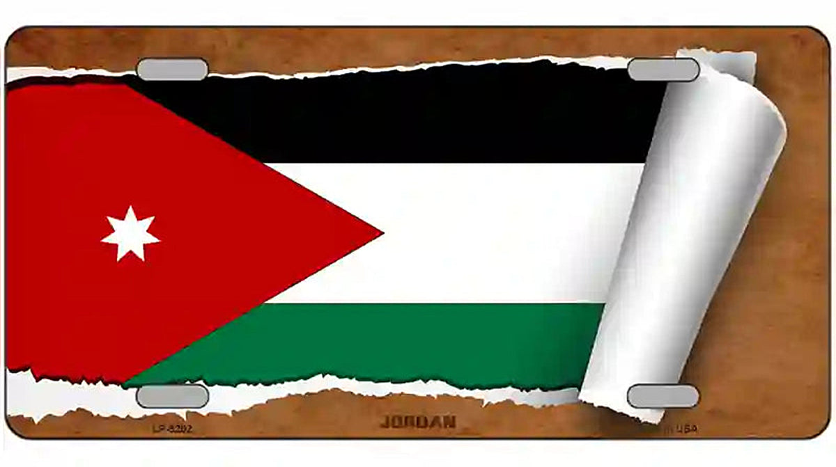 Jordan Flag Scroll Metal Novelty License Plate