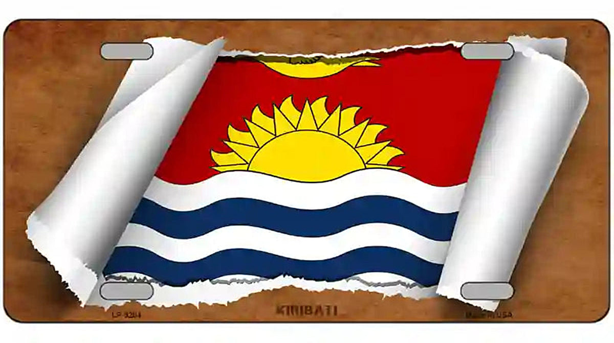Kiribati Flag Scroll Metal Novelty License Plate