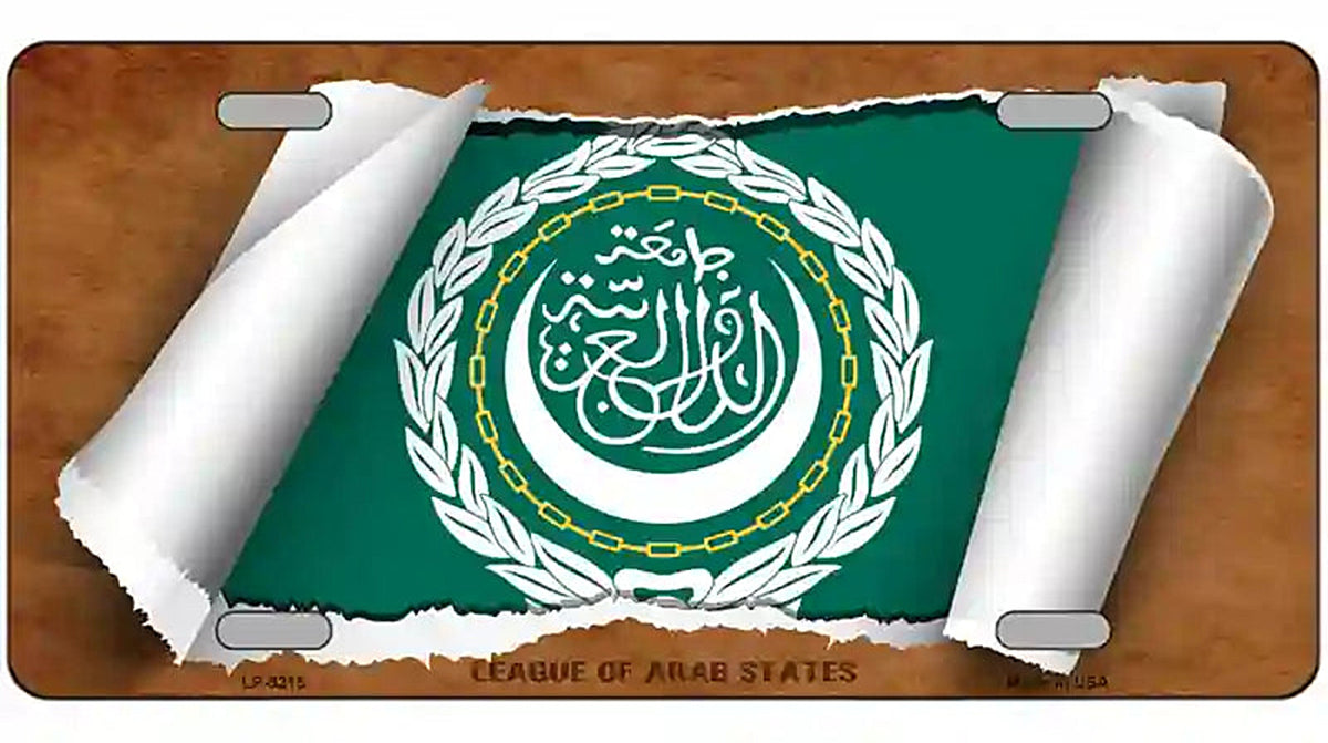 League of Arab States Flag Scroll Metal Novelty License Plate