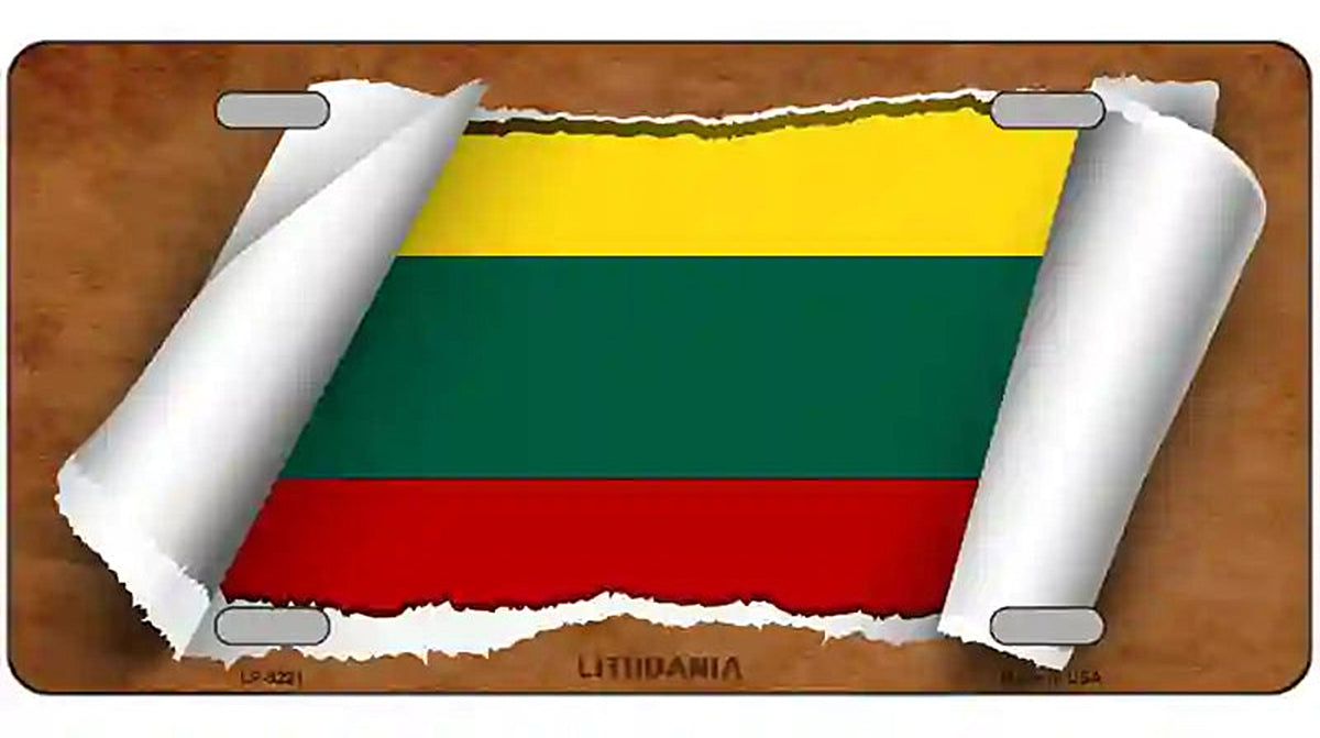 Lithuania Flag Scroll Metal Novelty License Plate