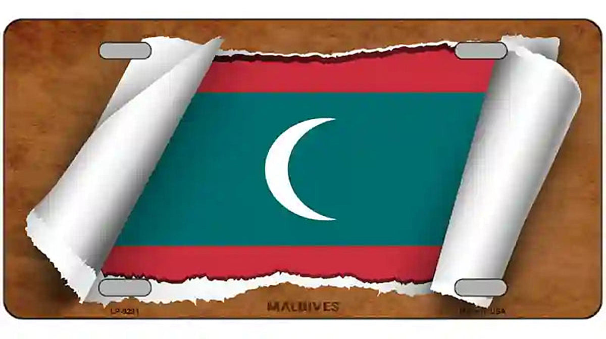 Maldives Flag Scroll Metal Novelty License Plate