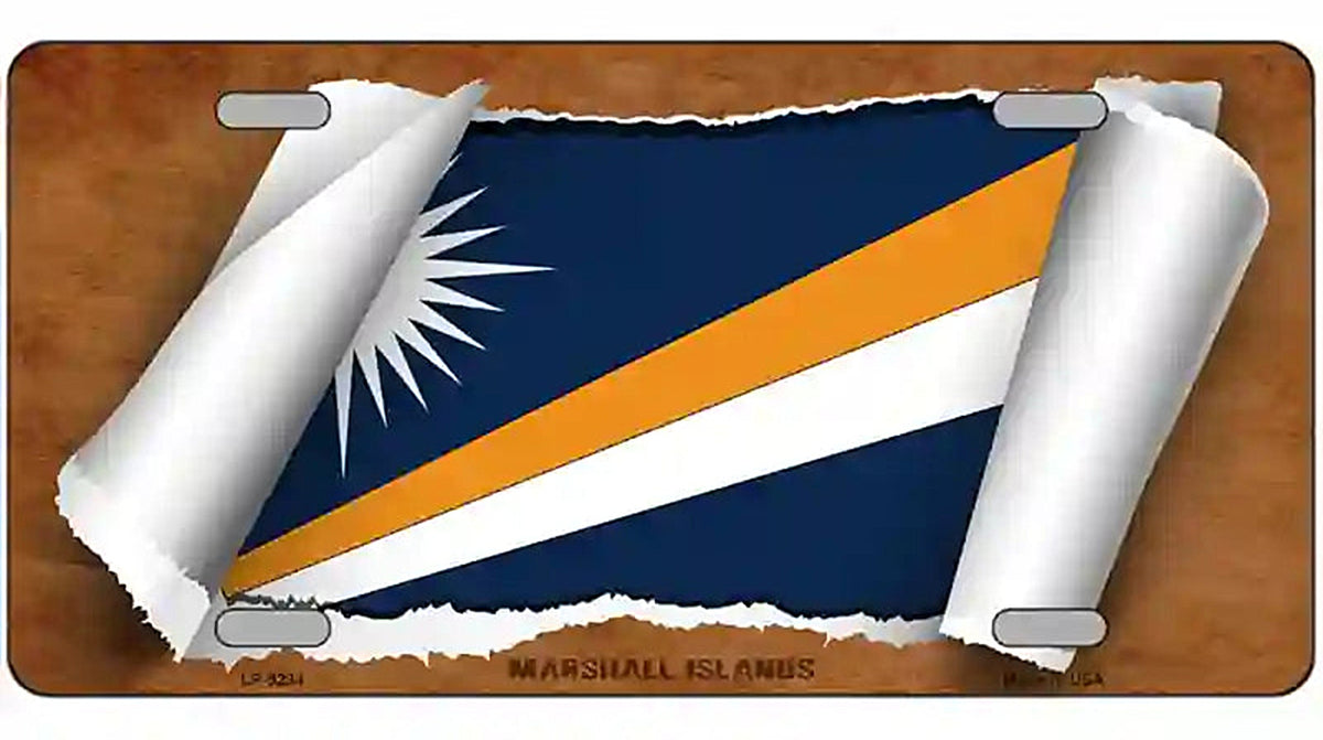Marshall Islands Flag Scroll Metal Novelty License Plate