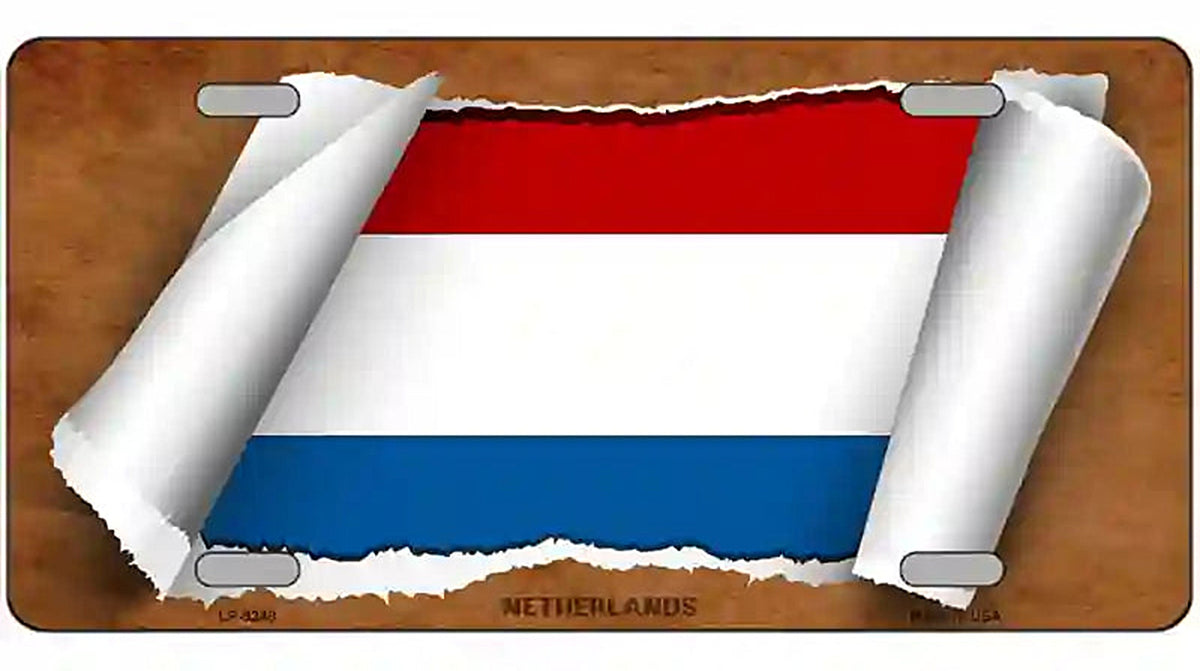 Netherlands Flag Scroll Metal Novelty License Plate