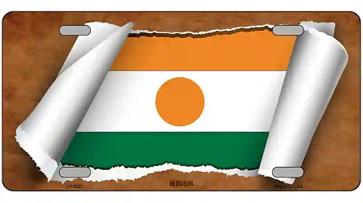 Niger Flag Scroll Metal Novelty License Plate