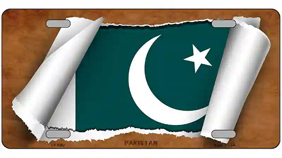 Pakistan Flag Scroll Metal Novelty License Plate