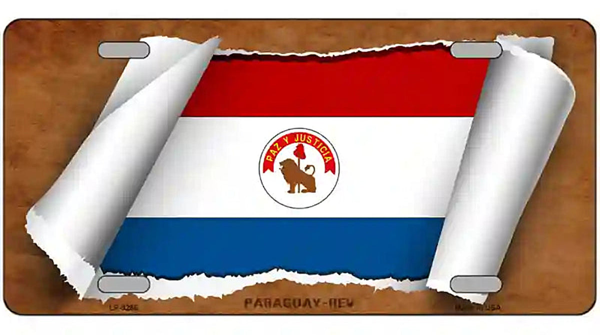 Paraguay-REV Flag Scroll Metal Novelty License Plate