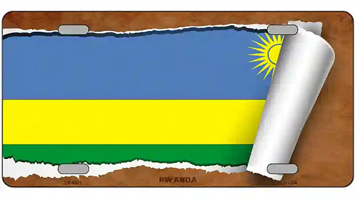 Rwanda Flag Scroll Metal Novelty License Plate