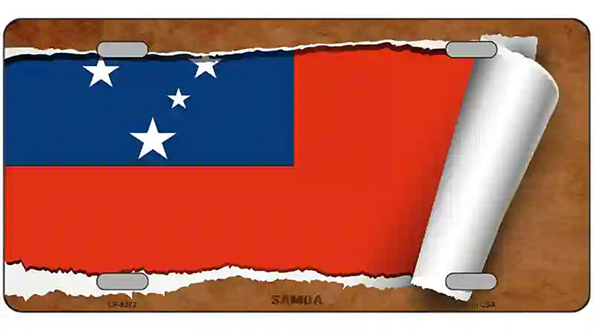 Samoa Flag Scroll Metal Novelty License Plate