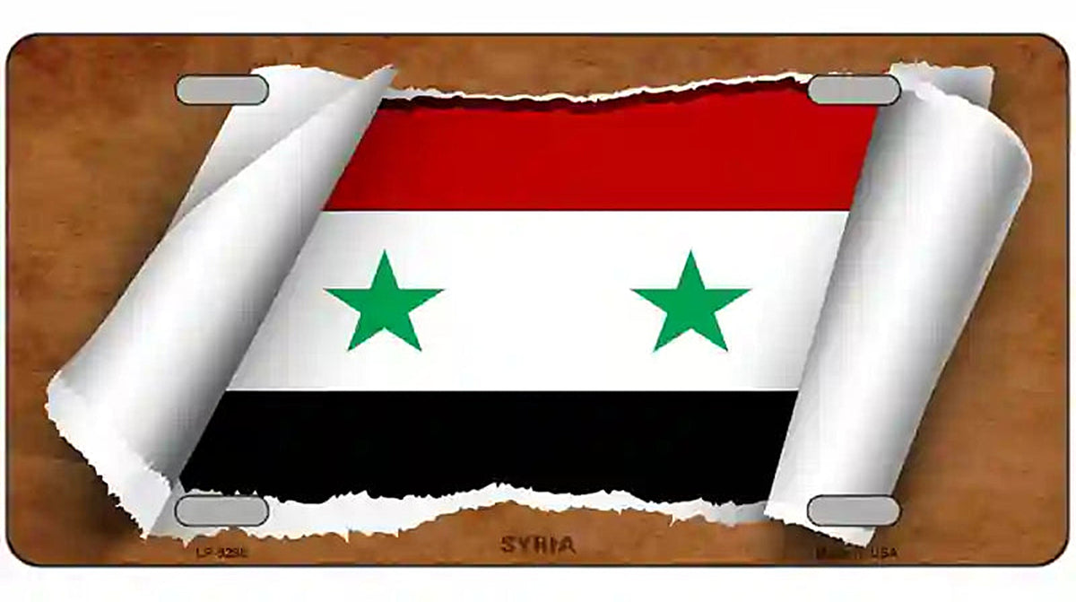 Syria Flag Scroll Metal Novelty License Plate