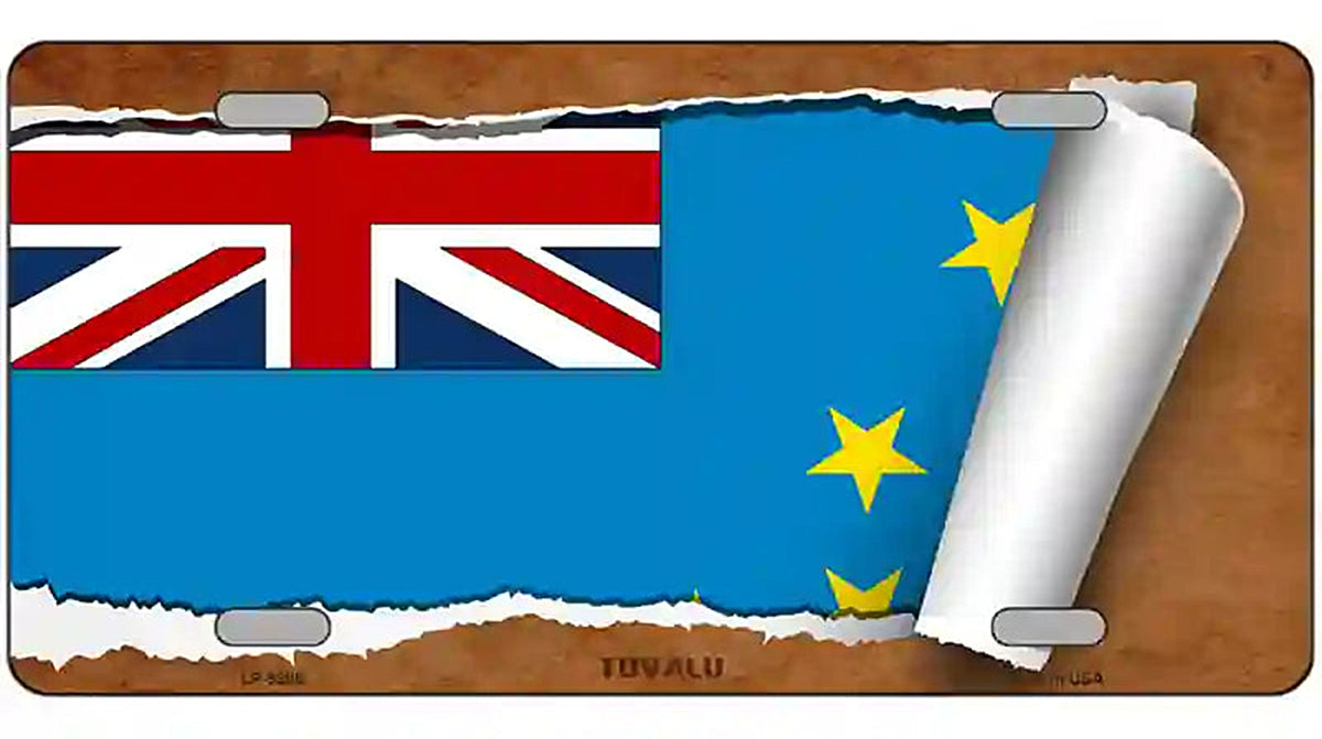 Tuvalu Flag Scroll Metal Novelty License Plate