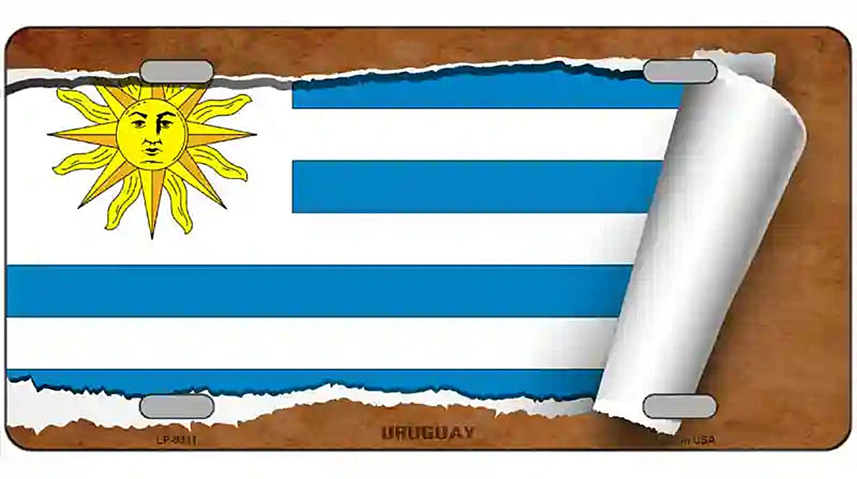 Uruguay Flag Scroll Metal Novelty License Plate