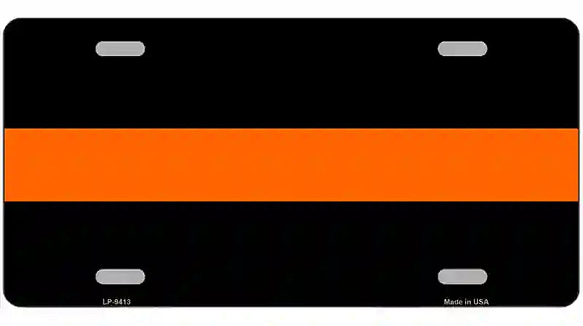 Thin Orange Line Novelty Metal License Plate