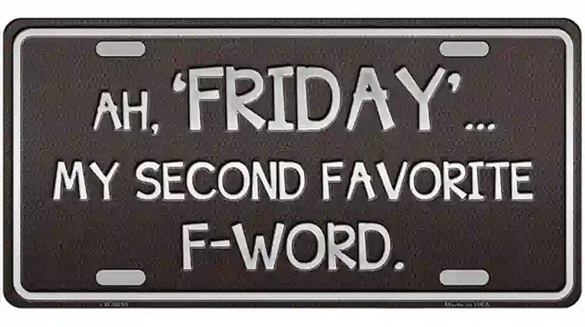Friday Novelty Metal License Plate