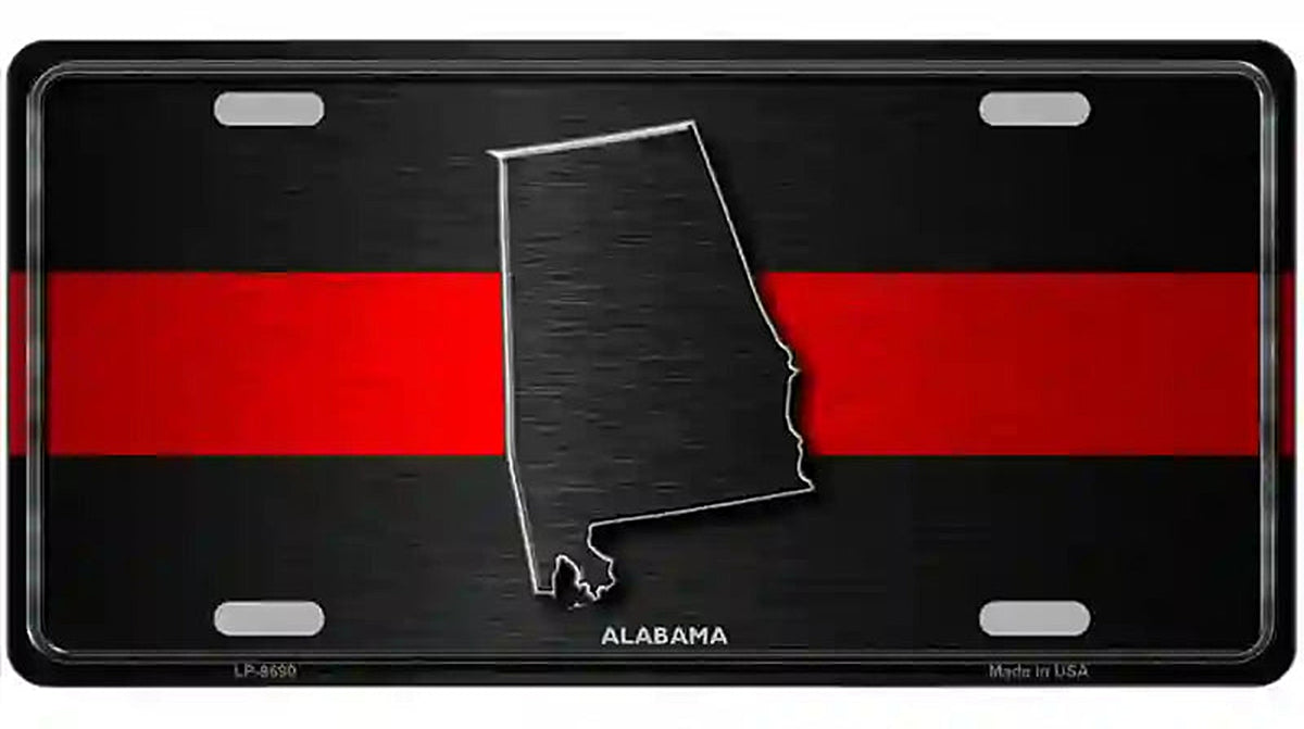 Alabama Thin Red Line Metal Novelty License Plate