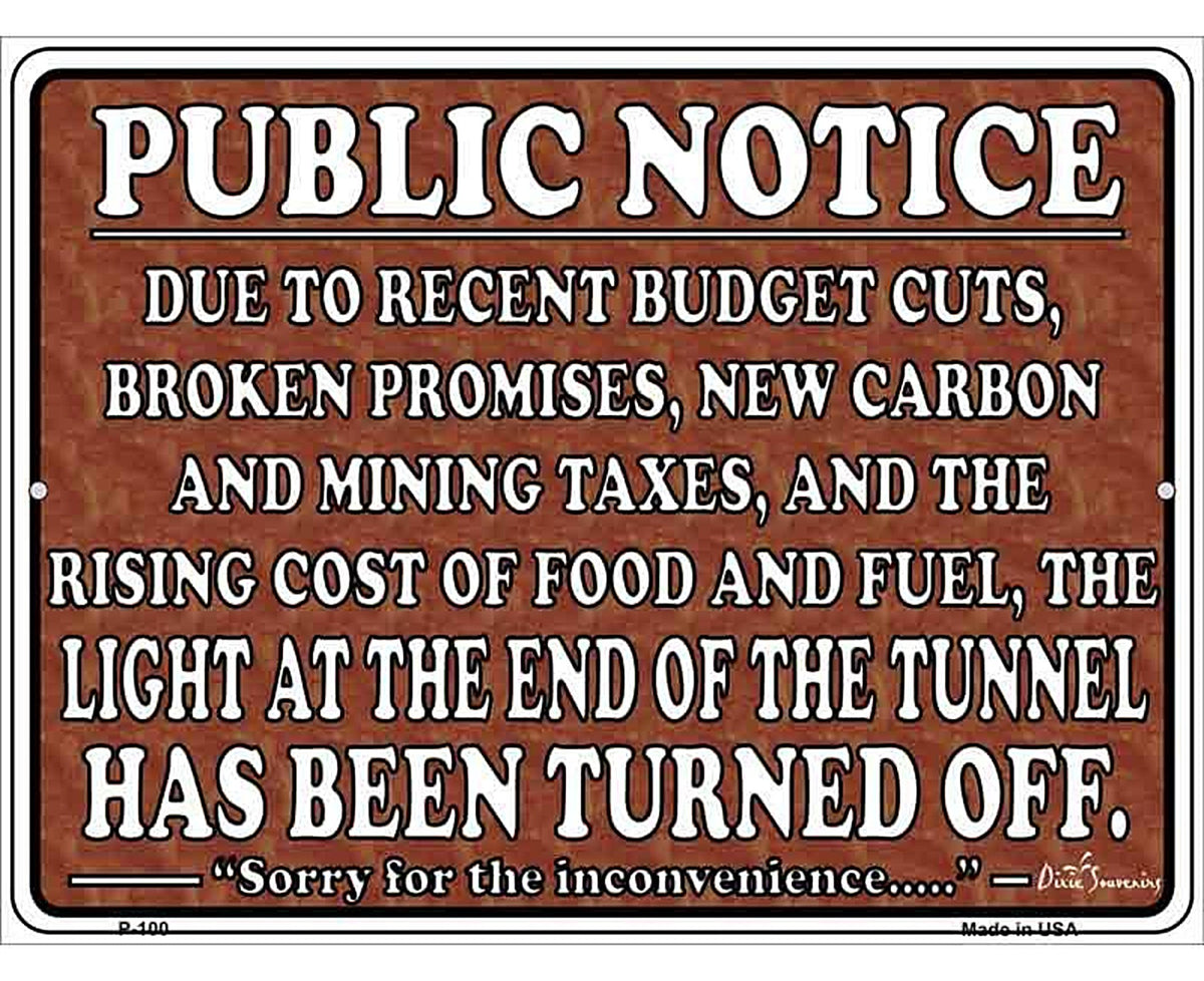 Light At The End Metal Novelty Parking Sign
