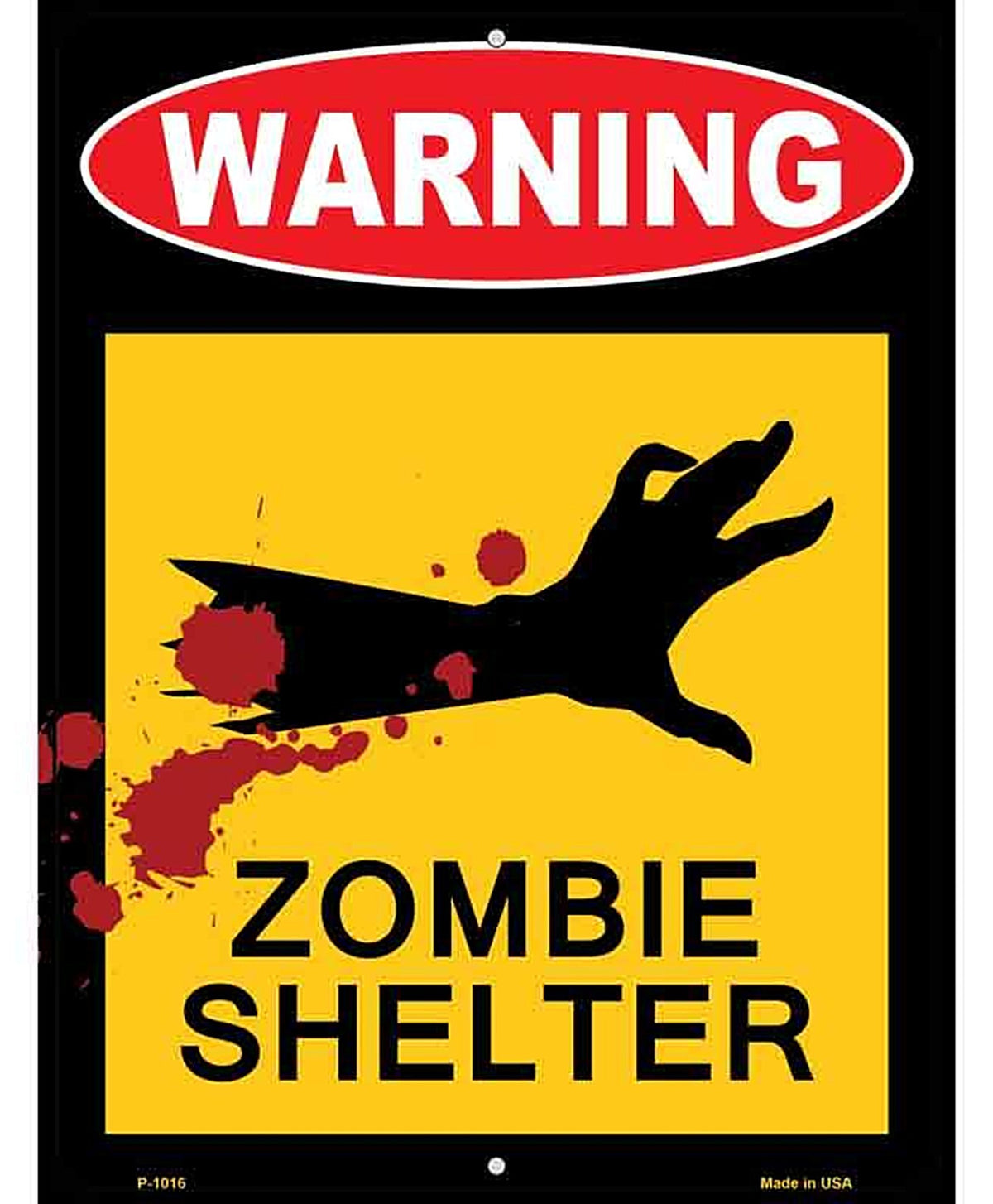 Zombie Shelter Metal Novelty Parking Sign