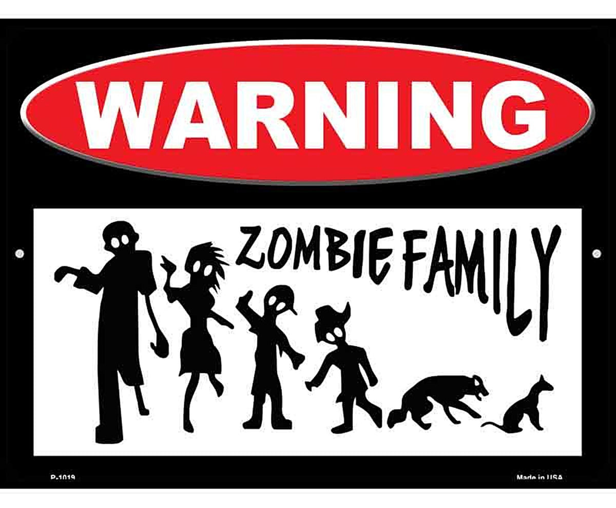 Zombie Family Metal Novelty Parking Sign