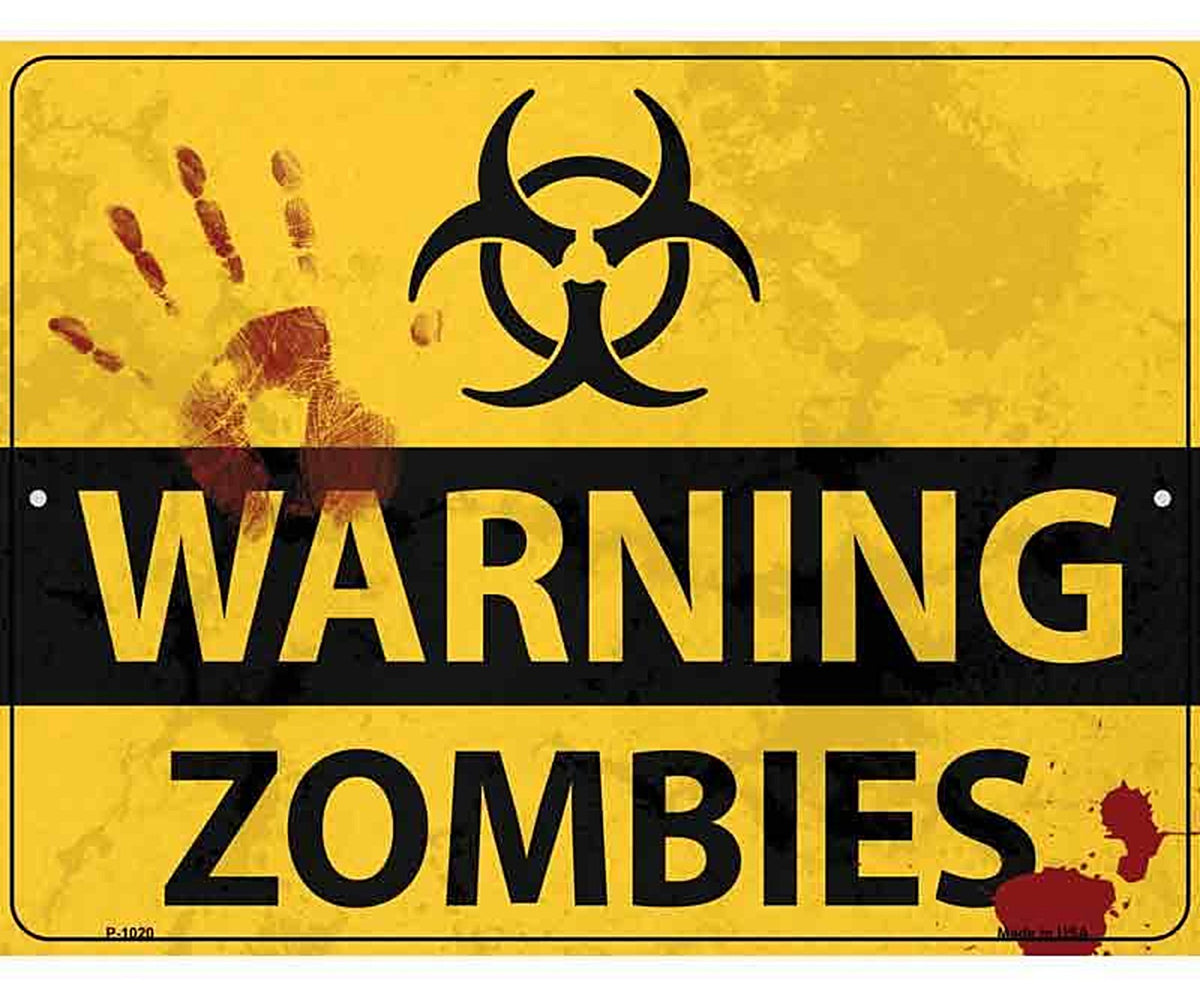 Warning Zombies Metal Novelty Parking Sign