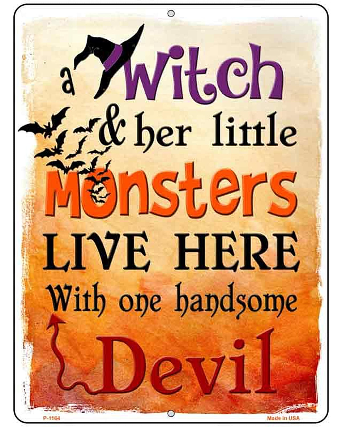 Witch Monsters Devil Metal Novelty Parking Sign