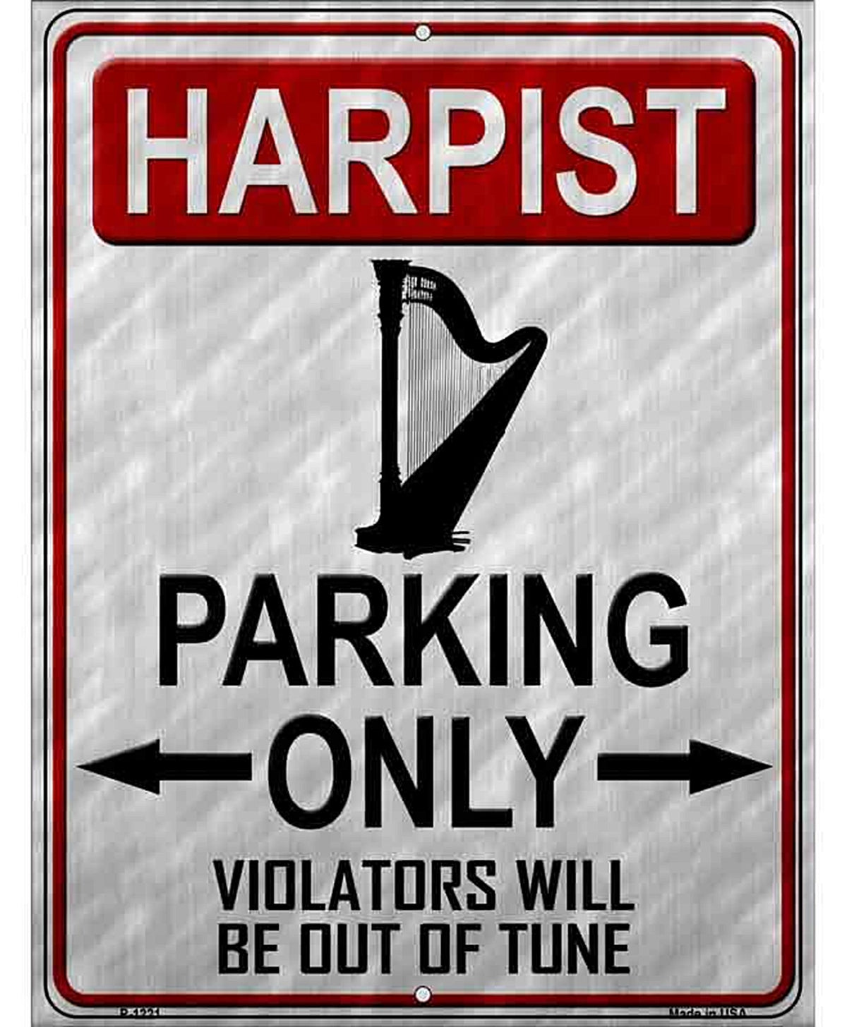 Harpist Parking Metal Novelty Parking Sign