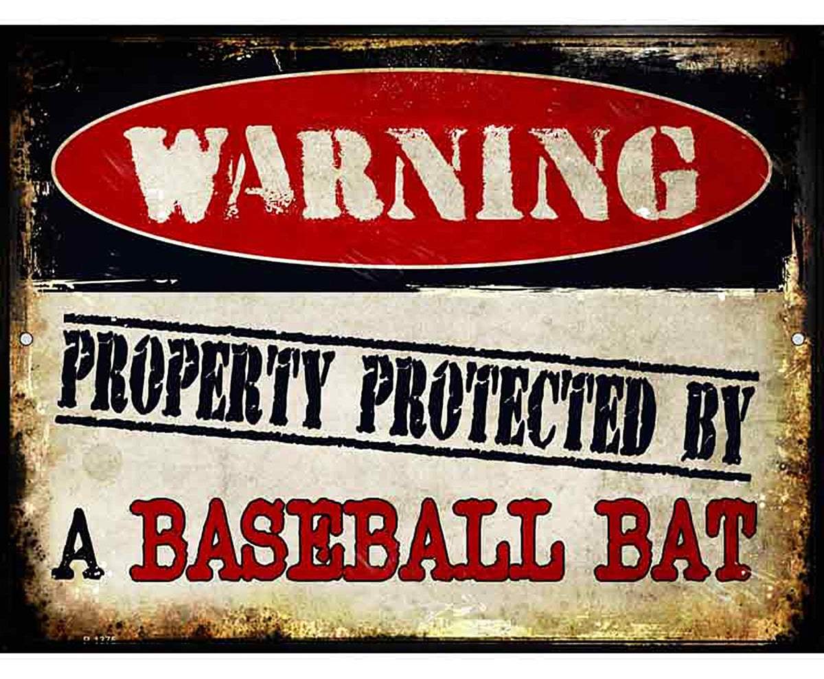 Baseball Bat Metal Novelty Parking Sign