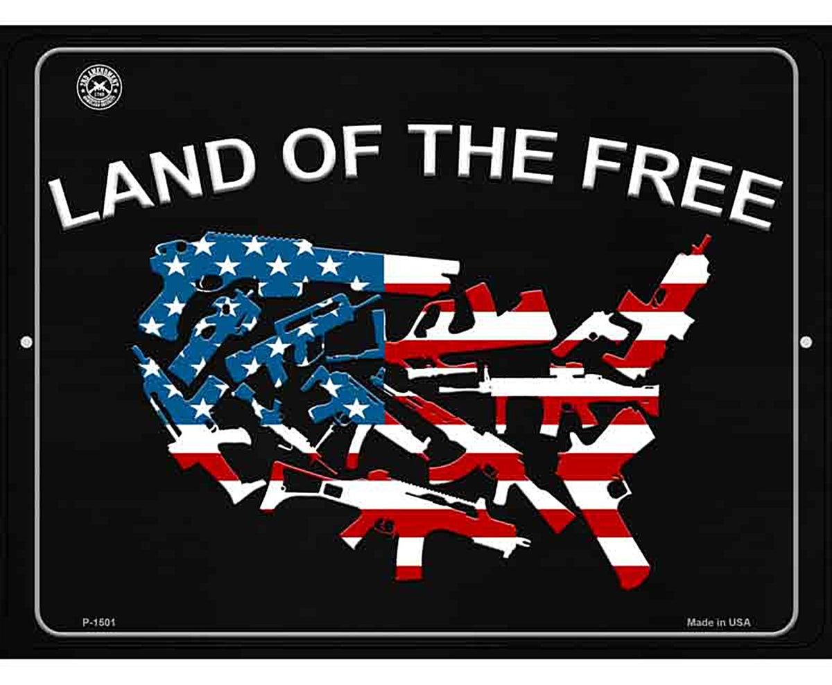 Land Of The Free Metal Novelty Parking Sign