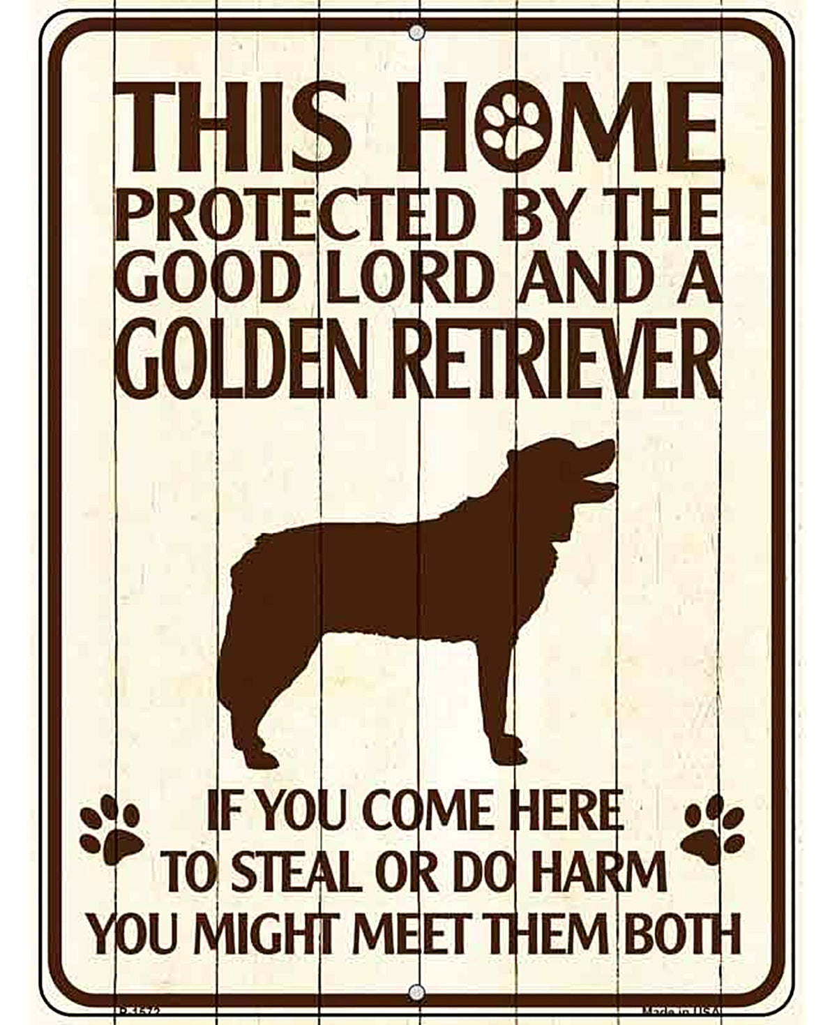 Golden Retriever Protected Metal Novelty Parking Sign