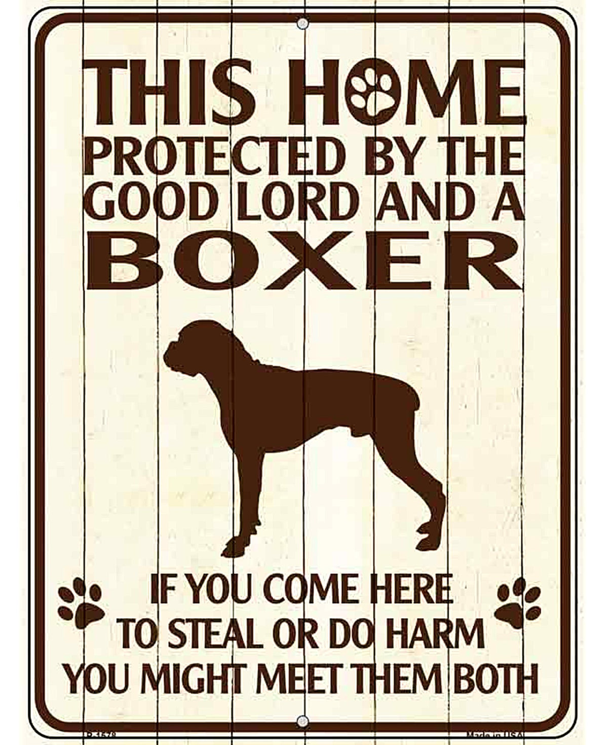 Boxer Protected Metal Novelty Parking Sign