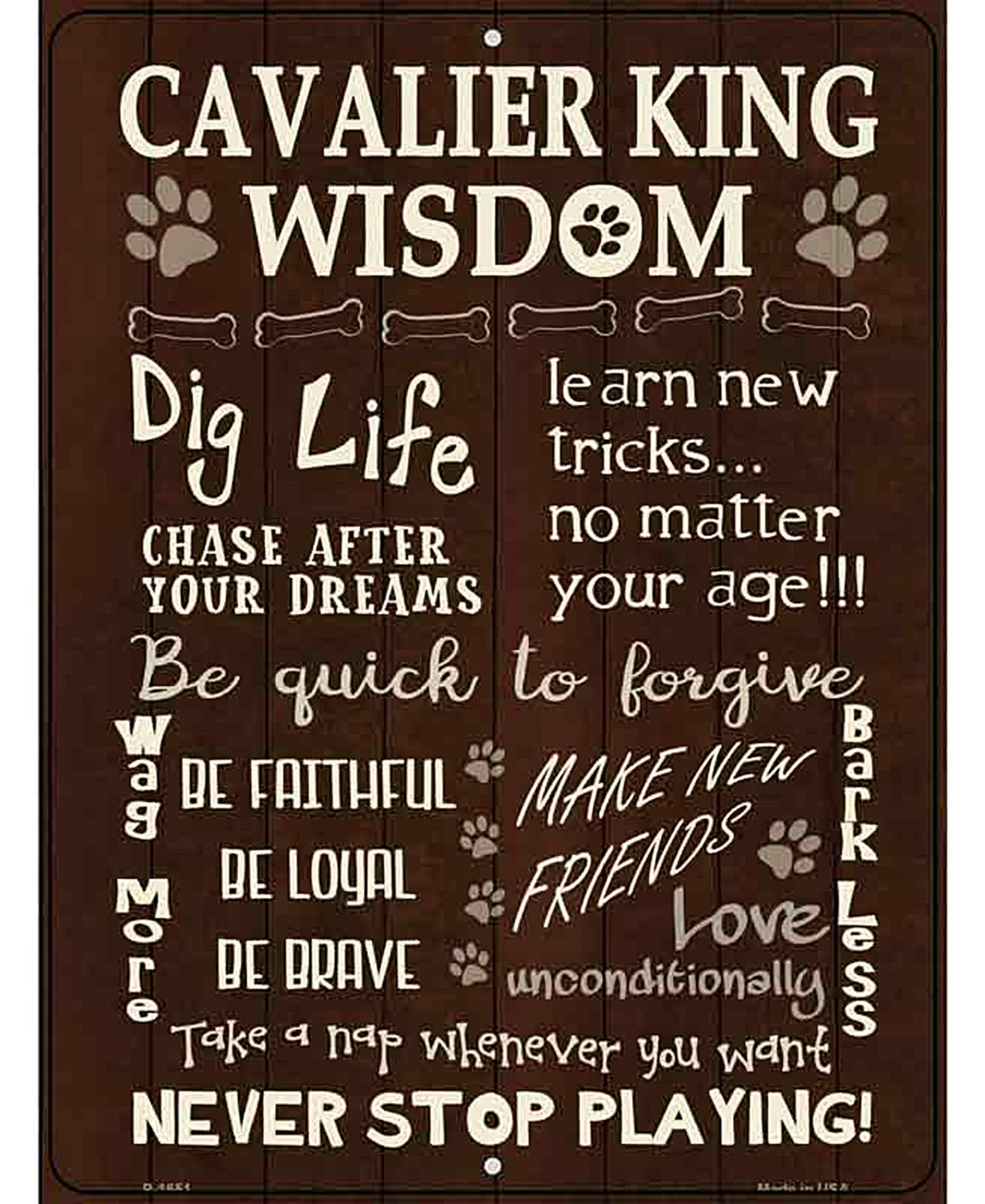 Cavalier King Wisdom Metal Novelty Parking Sign
