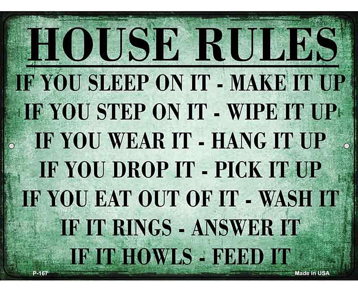 House Rules Metal Novelty Parking Sign