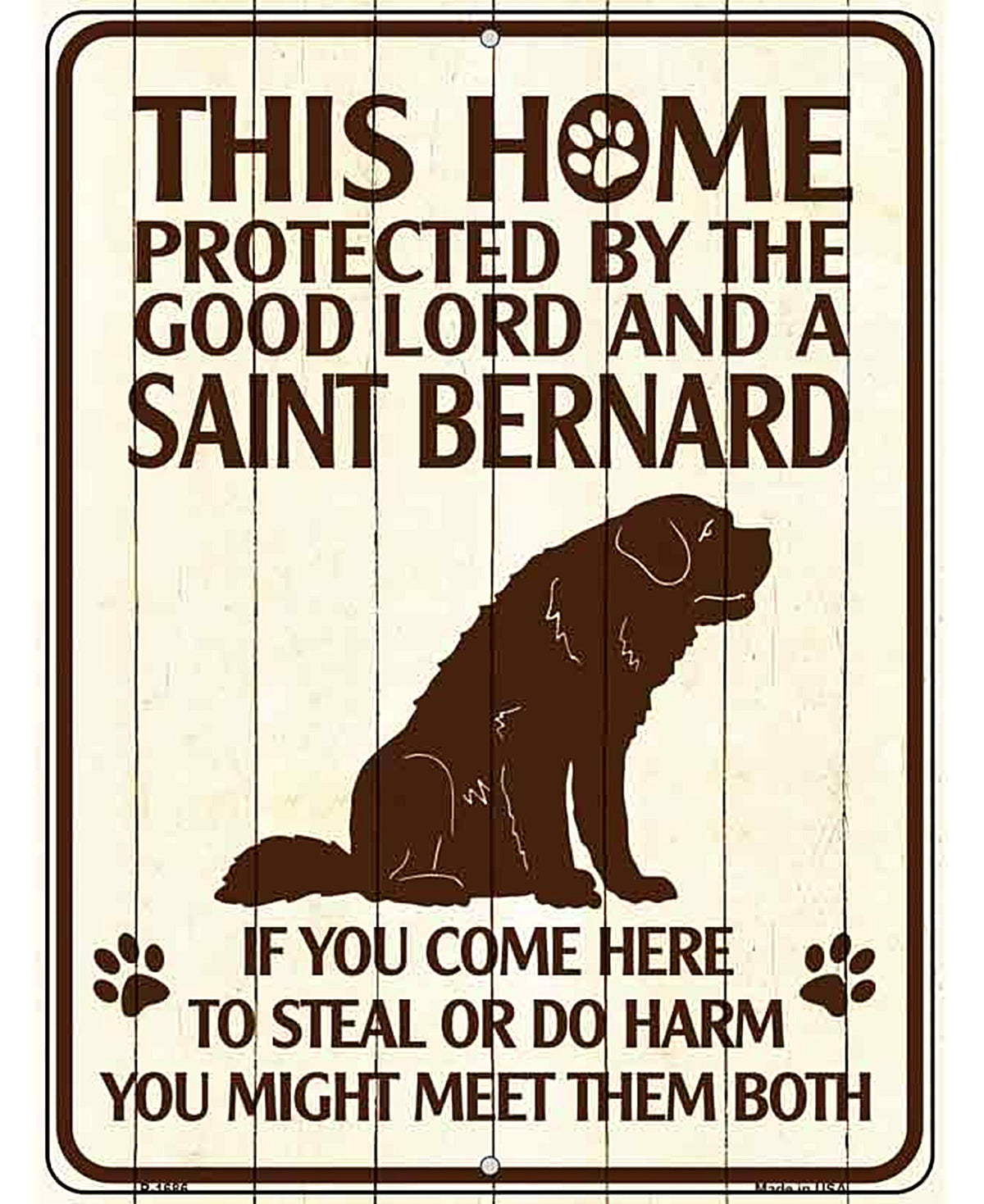 This Home Protected By A Saint Bernard Parking Sign Metal Novelty