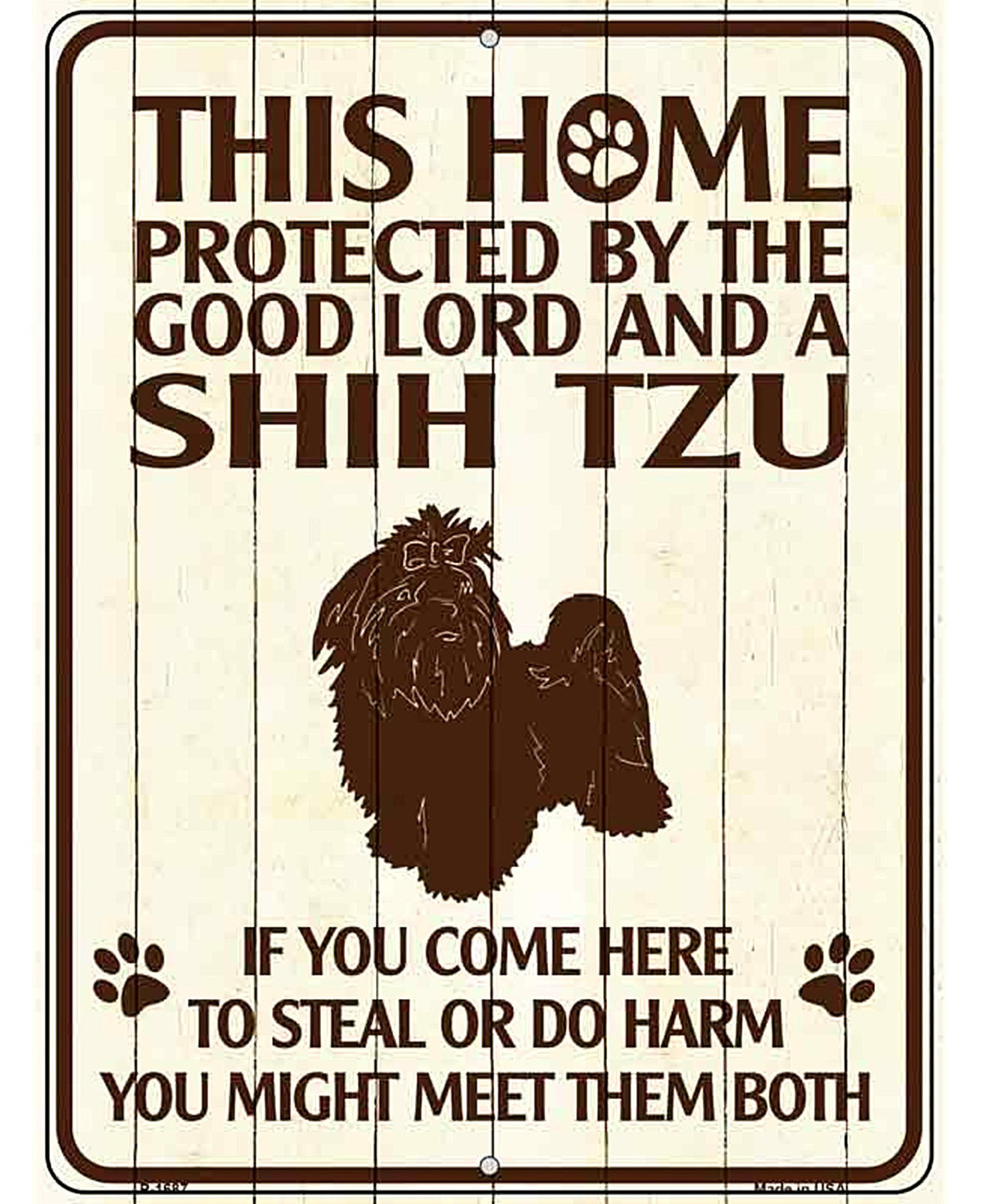This Home Protected By A Shih Tzu Parking Sign Metal Novelty