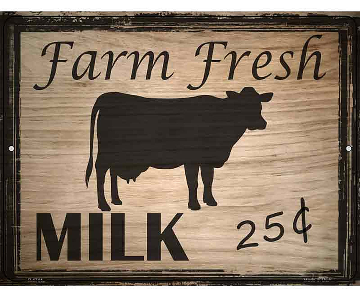 Farm Fresh Milk 25 Cents Metal Novelty Parking Sign