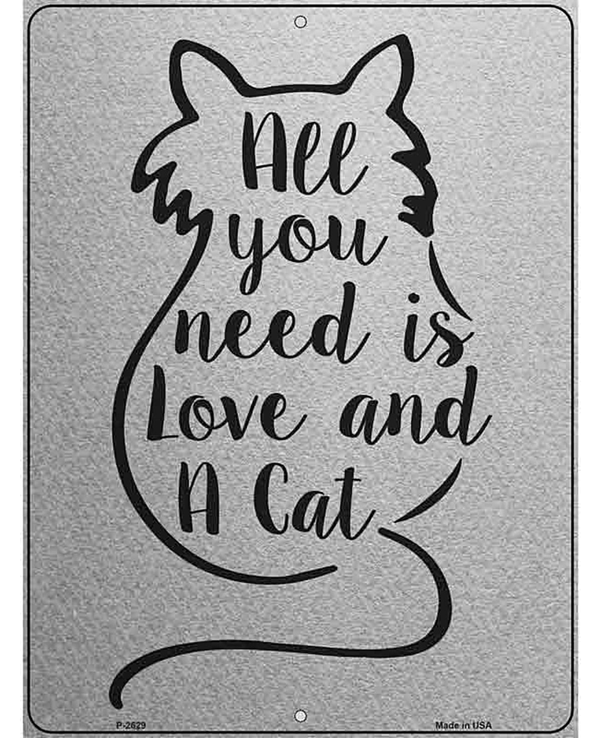 Love And A Cat Novelty Metal Parking Sign
