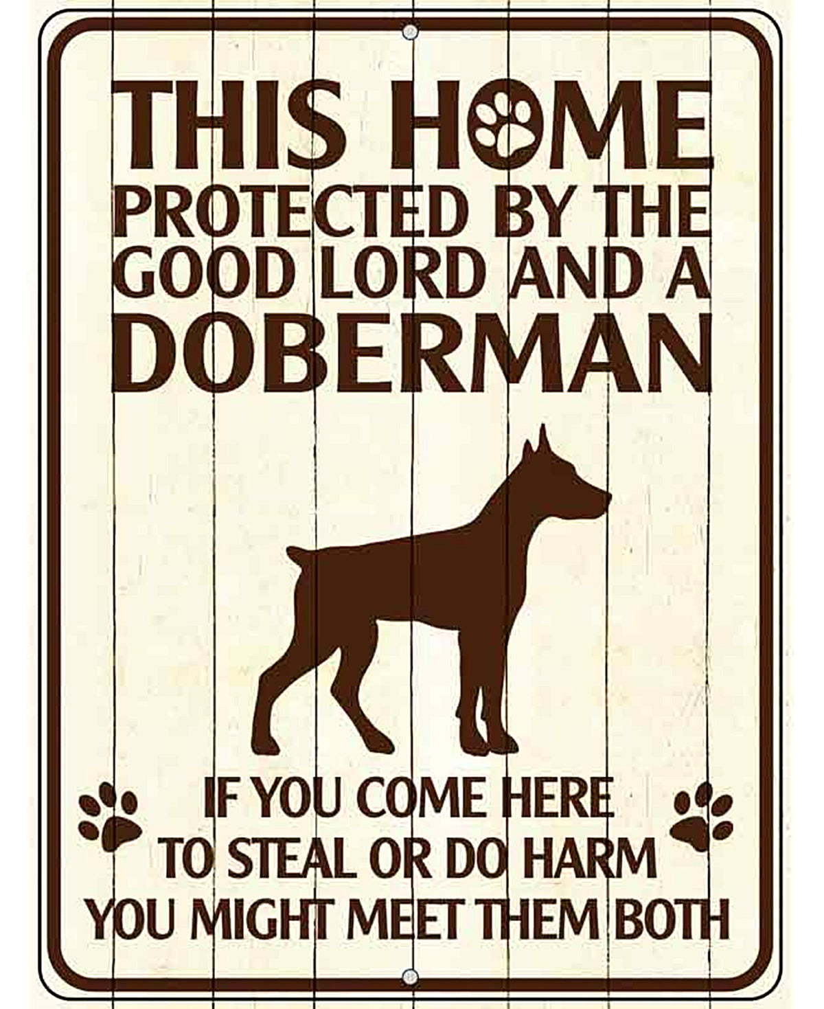 This Home Protected By A Doberman Parking Sign Metal Novelty