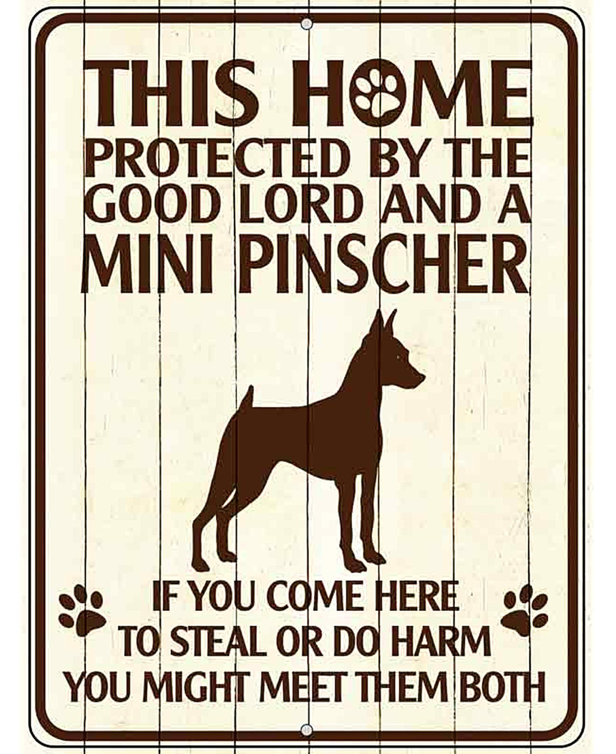 This Home Protected By A Pinscher Parking Sign Metal Novelty