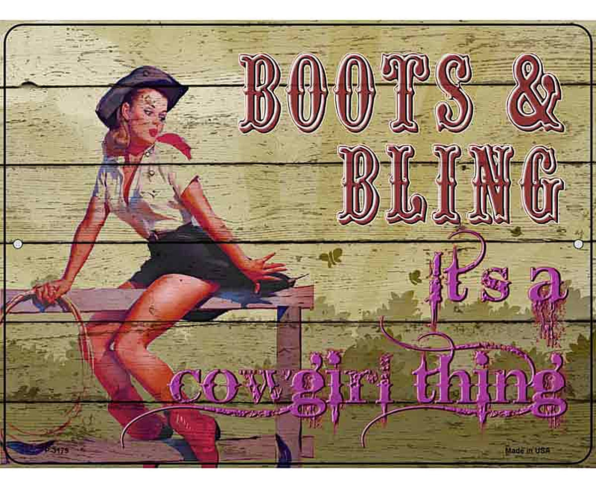 Boots & Bling Novelty Metal Parking Sign