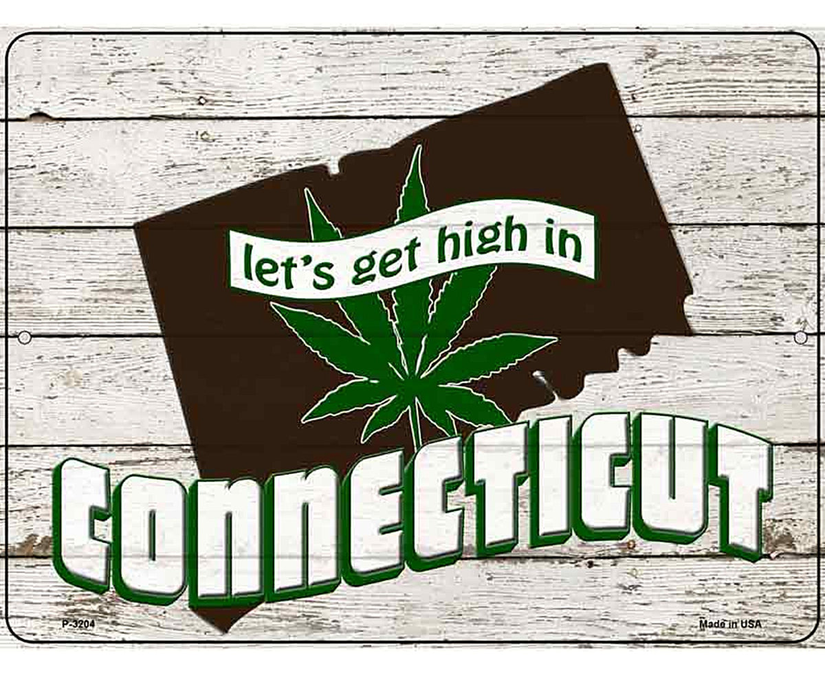 Get High In Connecticut Novelty Metal Parking Sign